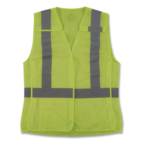 GloWear 8215BAW-S Class 2 Women's Hi-Vis Breakaway Vest with Hook-and-Loop, Polyester, 3X-Large, Lime
