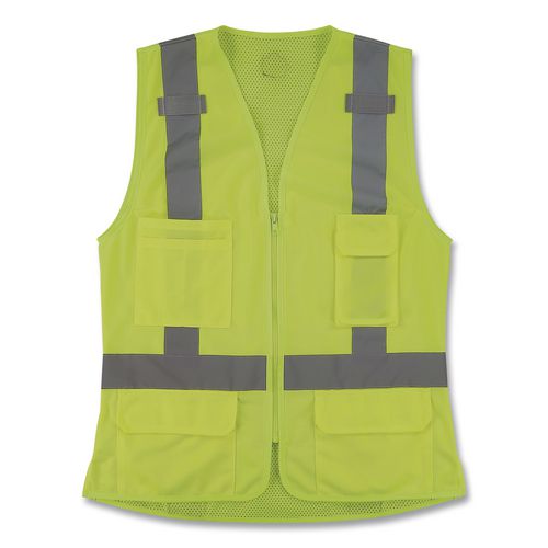 GloWear 8247ZW-S Class 2 Women's Hi-Vis Surveyor Vest with Zipper, Polyester, Small, Lime