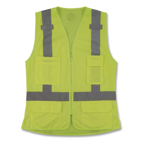 GloWear 8247ZW-S Class 2 Women's Hi-Vis Surveyor Vest with Zipper, Polyester, 2X-Large, Lime