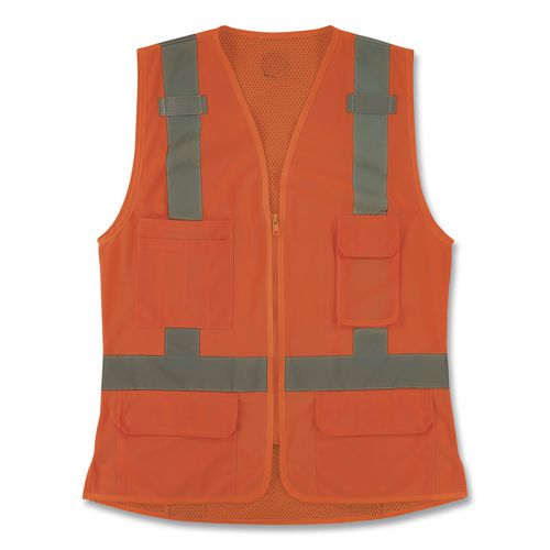 GloWear 8247ZW-S Class 2 Women's Hi-Vis Surveyor Vest with Zipper, Polyester, Small, Orange