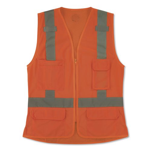 GloWear 8247ZW-S Class 2 Women's Hi-Vis Surveyor Vest with Zipper, Polyester, X-Large, Orange