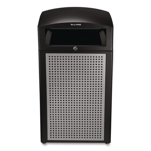 40 Gallon Outdoor All-Weather Trash Container, Steel, Silver