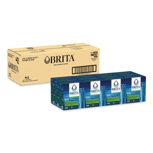 Elite Replacement Water Filters for Pitcher and Dispensers, 2 Filters/Box, 12 Boxes/Carton