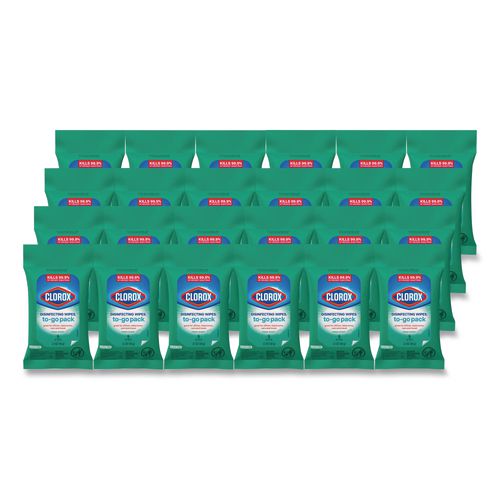 Disinfecting Wipes, On the Go Bleach Free Travel Wipes, 1-Ply, 6.53 x 2.79, Fresh Scent, White, 9/Pack, 24 Packs/Carton