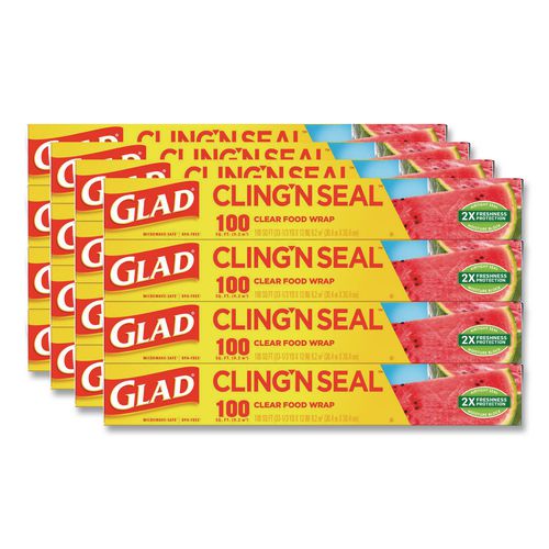 Cling'N Seal Plastic Food Wrap, 12" x 33.3 yd, 100 sq ft Roll, 16 Rolls/Carton