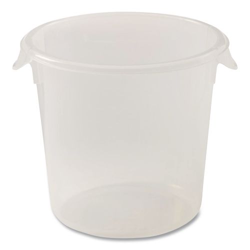 Round Storage Containers, 4 qt, 8.5" Diameter x 7.5" h, Plastic, Clear