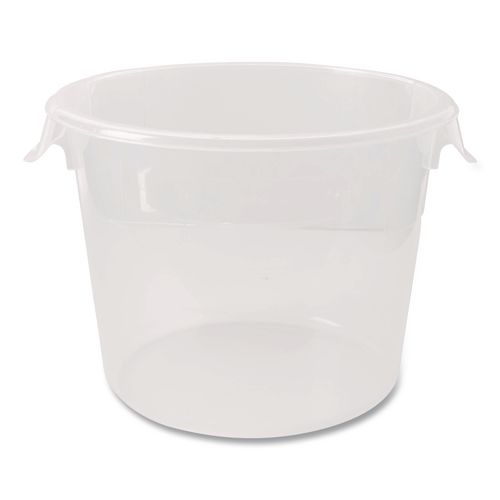 Round Storage Containers, 6 qt, 11.25" Diameter x 7.63" h, Plastic, Clear