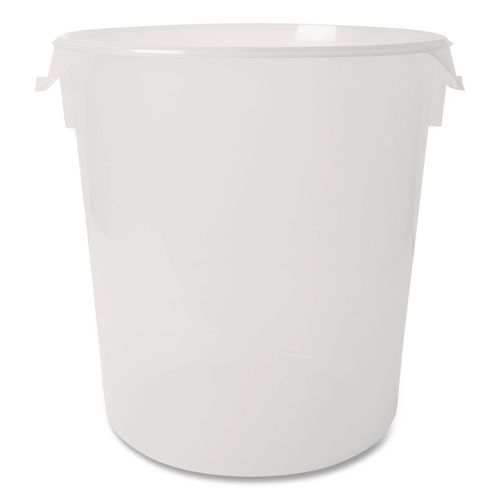 Round Storage Containers, 22 qt, 13.13" Diameter x 14" h, Plastic, Clear