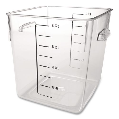 SpaceSaver Square Containers, 8 qt, 8.8 x 8.75 x 8.75, Plastic, Clear