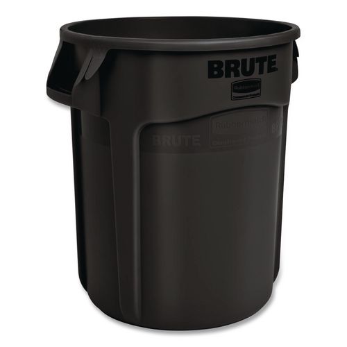Vented Round BRUTE Container, 10 gal, Resin, Black