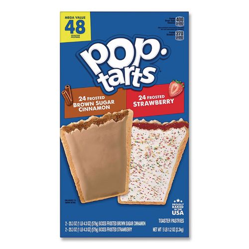 Kellogg'sÂ® Pop Tarts, Brown Sugar Cinnamon/Strawberry, 2 Tarts/Pouch, 12 Pouches/Pack, 2 Packs/Carton