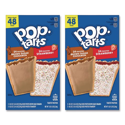 Kellogg'sÂ® Pop Tarts, Brown Sugar Cinnamon/Strawberry, 2/Pouch, 24 Pouches Box, 2 Boxes/Carton
