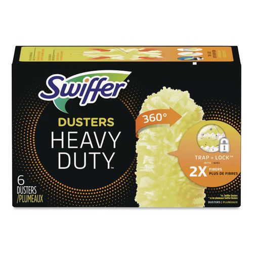 Heavy Duty Dusters Refill, Trap + Lock Fiber, Yellow, 6/Box