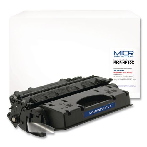 Compatible CF280X(M) (80XM) High-Yield MICR Toner, 6,900 Page-Yield, Black