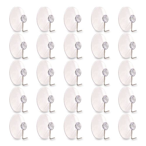 Suction Cup Hooks, Metal Silver Hook, 25/Pack