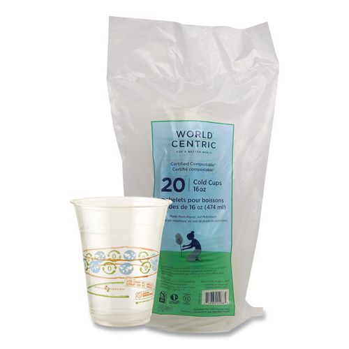 PLA Clear Cold Cups, 16 oz, 20/Pack