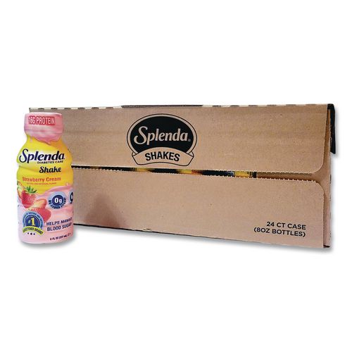 Diabetes Care Sugar-Free Shake, Strawberry Cream, 14 oz Bottle, 24/Carton