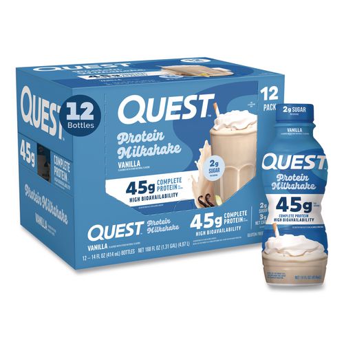 Protein Milkshakes, Vanilla, 14 oz Bottle, 12/Carton