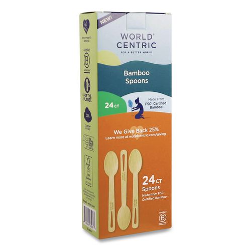 Bamboo Cutlery, Medium Heavyweigh, Spoon, Paper, Natural, 24/Pack