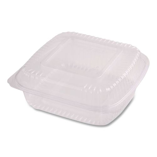 PLA Hinged Clamshells, 19 oz, 5.9 x 6.4 x 3.5, Clear, Plastic, 500/Carton