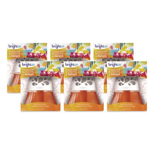 BRIGHT AirÂ® Scented Oil Air Freshener, Hawaiian Blossoms And Papaya, Orange, 2.5 Oz, 6/carton