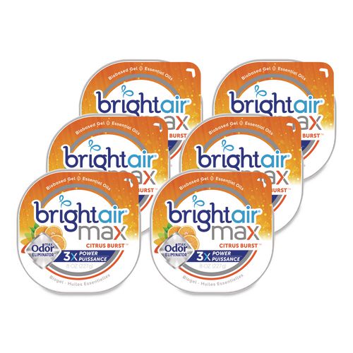 BRIGHT AirÂ® Max Odor Eliminator Air Freshener, Citrus Burst, 8 Oz Jar, 6/carton