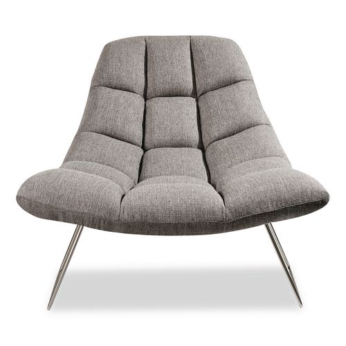 Bartlett Fabric Accent Chair, 40" x 33" x 33", Light Gray Seat, Light Gray Back, Silver Base