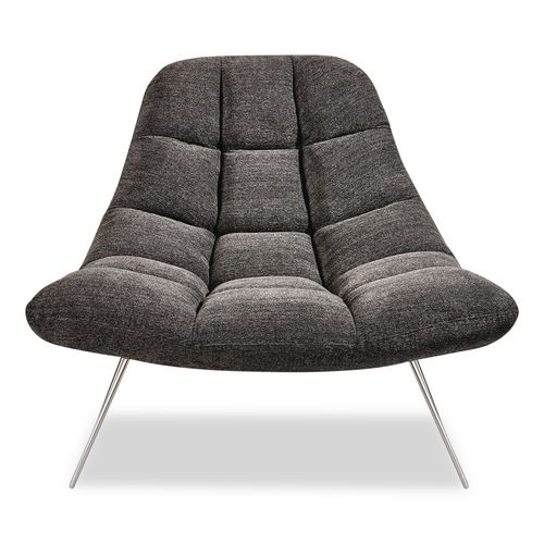 Bartlett Fabric Accent Chair, 40" x 33" x 33", Dark Gray Seat, Dark Gray Back, Silver Base