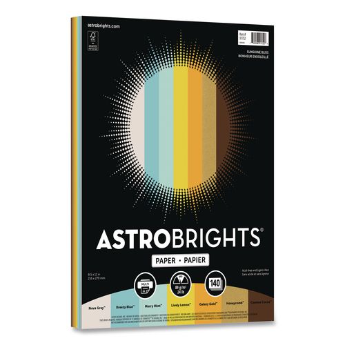 Color Paper - "Sunshine Bliss" Assortment, 24 lb Bond Weight, 8.5 x 11, Assorted Colors, 140 Sheets