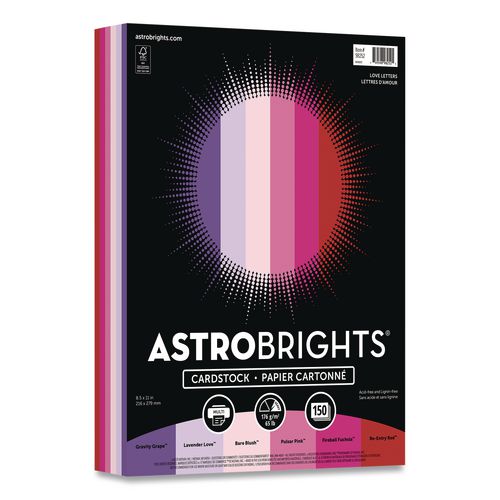 Color Cardsrock - "Love Letters" Assortment, 65 lb Weight, 8.5.x 11, Assorted, 150 Sheets