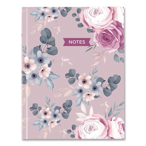 Fashion Hard Cover Notebook, 1-Subject, Medium/College Rule, Lavender Floral Cover, (96) 9.25 x 7.25 Sheets