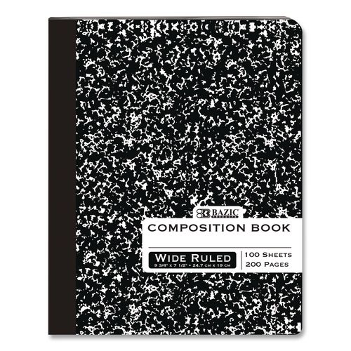 Composition Books, 1 Subject, Wide/Legal Rule, Black Marble Cover, (100) 9.75 x 7.5 Sheets