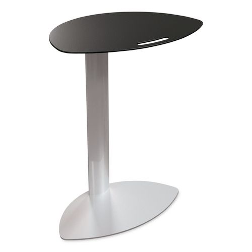 Tablet Side Table, 19.5" x 13.9" x 25.8",  Steel Plate, Black Top, Platinum Base