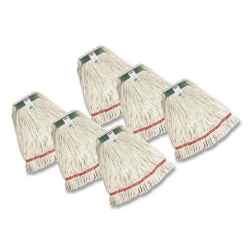 Super Stitch Cotton Looped End Wet Mop, 20 oz, White, 1" Headband, 6/Carton