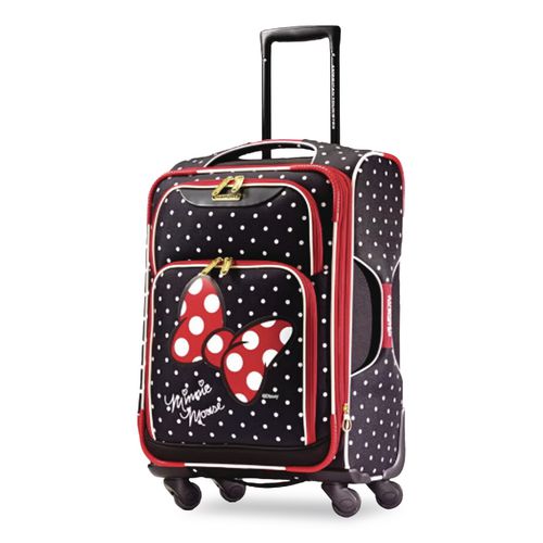 Disney Minnie Mouse Red Bow Softside Spinner Suitcase, 11 x 19 x 31, Black/Red/White