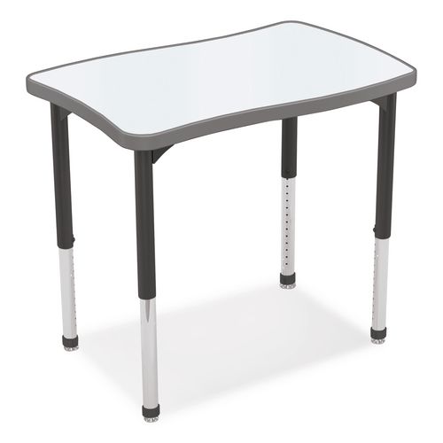 Hierarchy Creator Rectangle Desk, 32.1" x 21.4" x 18" to 29", White Dry Erase/Black Legs,Ships in Two Boxes(Worksurface/Legs)