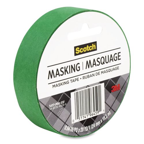 Expressions Masking Tape, 3" Core, 0.94" x 20 yds, Primary Green