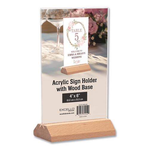 Acrylic Sign Holder with Wood Base, 4 x 6 Insert