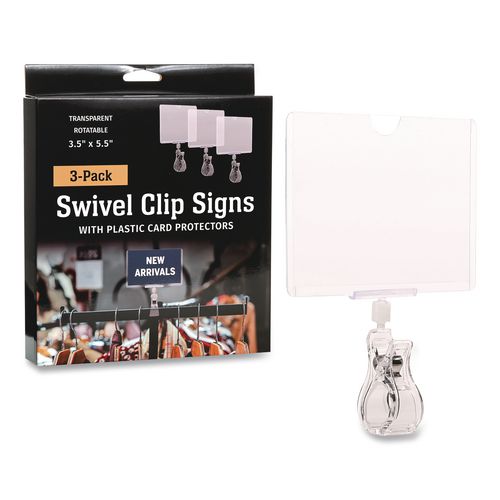 Swivel Clip Signs, Clear, 3/Pack