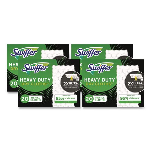Heavy-Duty Dry Refill Cloths, 10.3 x 7.8, White, 20/Pack, 4 Packs/Carton