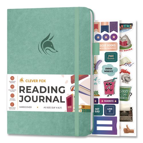 Reading Journal, Room for 55 Book Reviews (Two Pages per Review), Mint Cream Cover, 8.3 x 5.8 Sheets