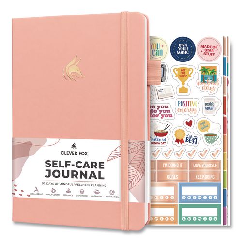 Self-Care Journal, Undated 90-Day Daily/Weekly/Monthly Format, Light Pink Cover, 8.3 x 5.8 Sheets