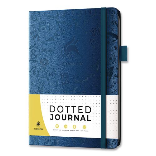 Dotted Journal 2.0, Engraved Daily Life Artwork, Dotted Rule, Navy Blue Cover, (80) 8.3 x 5.8 Sheets