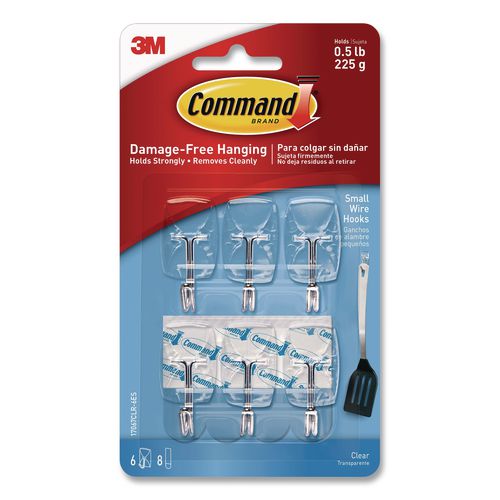 Small Wire Hooks, Small, Plastic/Metal Wire, White, 0.5 lb Capacity, 6/Pack