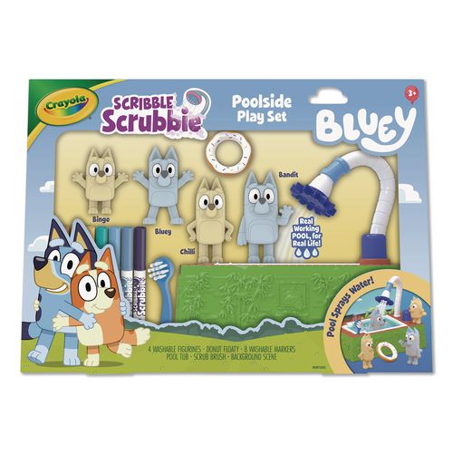 Scribble Scrubbie Bluey Poolside Playset, Ages 3 and Up, 16 Pieces