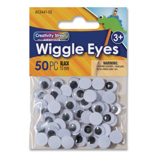 Wiggle Eyes, 0.39", Black, 50/Pack