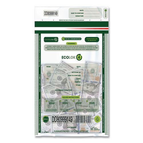 ECOLOK 4 Deposit Bag, Plastic, 15 x 20, Clear, 500/Carton