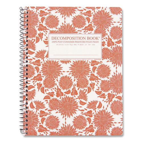 Spiral Composition Book, Medium/College Rule, Sunflowers, (80) 9.75 x 7.5 Sheets