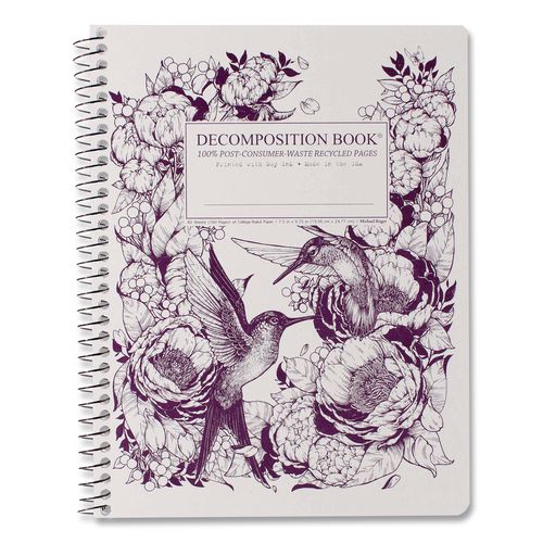 Spiral Composition Book, Medium/College Rule, Hummingbirds, (80) 9.75 x 7.5 Sheets