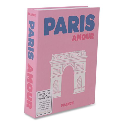 Magnetic Storage Book Box, Paris, 7.5 x 1.75 x 9.75, Pink